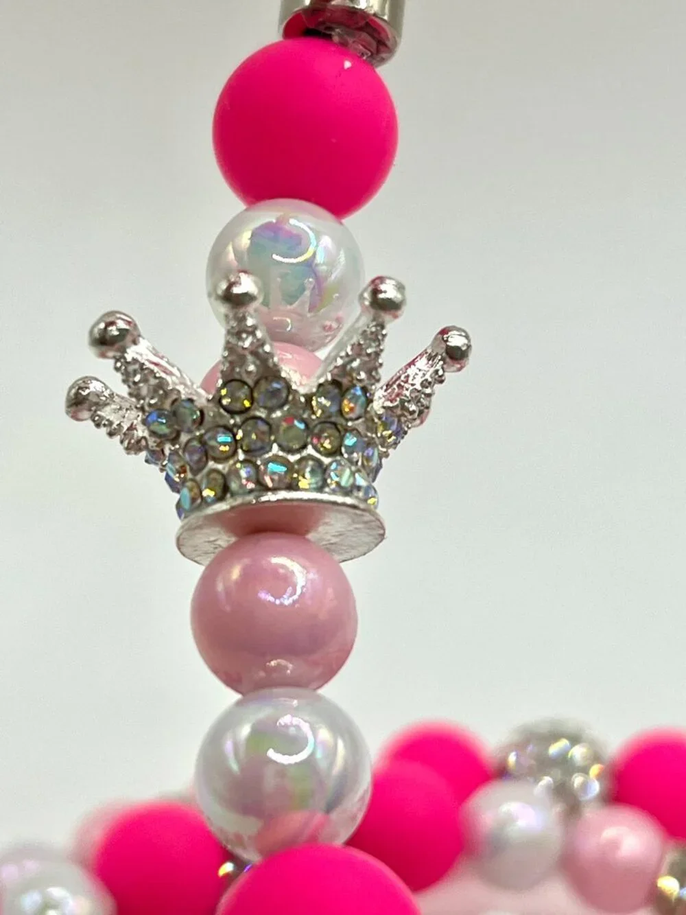 Princess Pink Rhinestone Crown Dog Leash - Neon Pink - Handmade